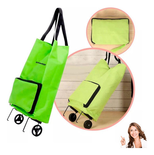 Sacola P/ Compras Dobrável Shopbag Carrinho Rodas Globalmix 0
