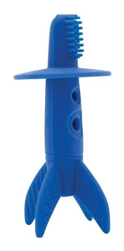 Massageador Gengiva Silicone Foguete Azul Bebe Buba 12489 1