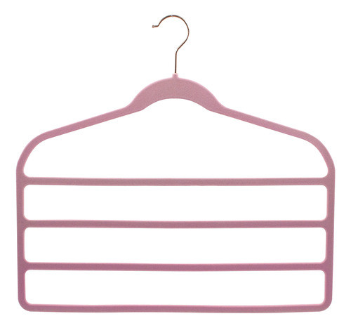 Kit 5 Cabides Veludo Rosa Com Gancho Rosê Para 4 Calças 0