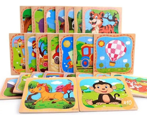 Pack X5 Rompecabezas Madera Infantiles Surtidos 16p Mt08893 0