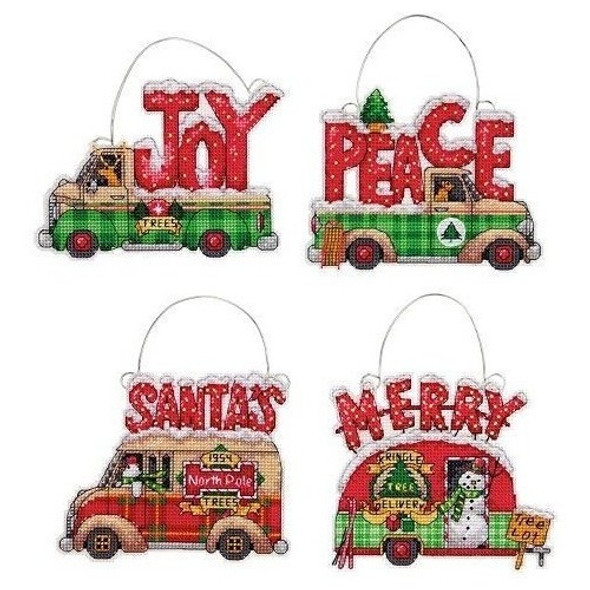 Dimensiones Dia Festivo Camion Adornos Kit De Punto De Cruz 0