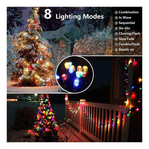 Ibaycon Luces Solares De Navidad De 72 Pies, 200 Led, 8 Modo 1