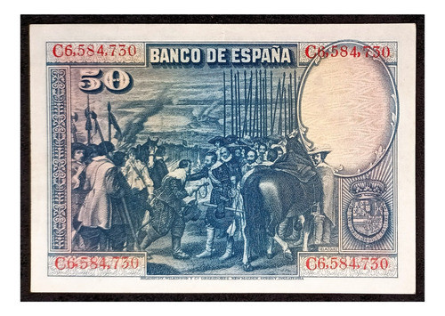 España 50 Pesetas 1928 Serie C Muy Bueno Pick 75b Velázquez 1