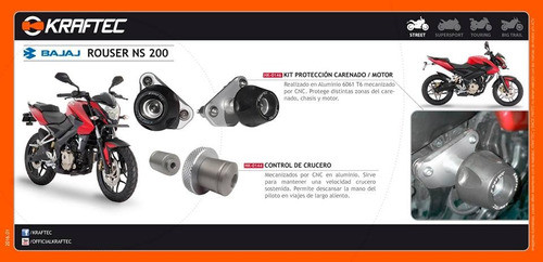 Slider Protector De Carenado Kraftec Bajaj Rouser Ns200 Md! 1
