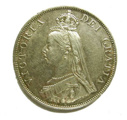 Raro Doble Florín Inglés De Plata Plata Excelente Vea Fotos. 0