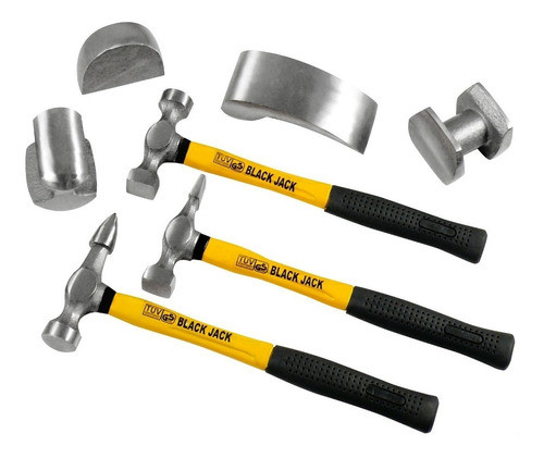 Set De Chapista Black Jack X 7 Pcs 3 Martillos 4 Aguantadore 0