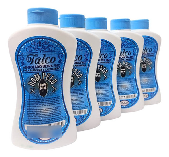 Kit 5 Talco Mentolado Dom Pelo 200g P Barbeiro Profissional 0