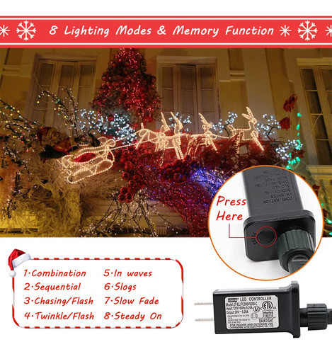 Luces De Navidad Para Exteriores, 105 Pies, 300 Luces Led Pa 1