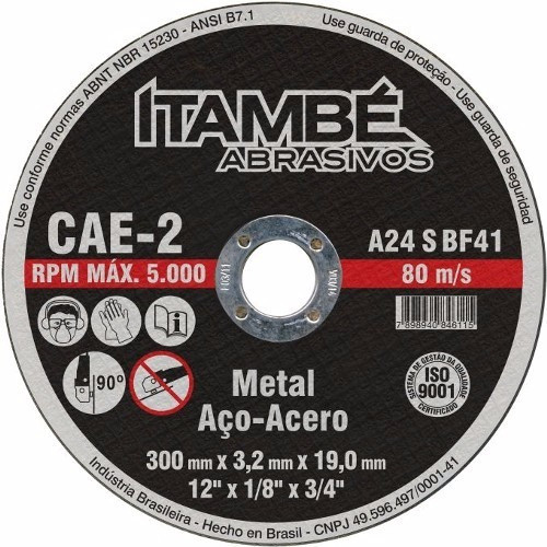 Disco Corte 12x1/8x3/4 Cae-2t Itambé - Kit C/3 0