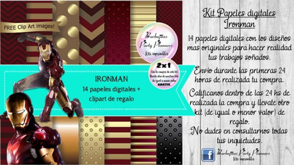 Papeles Fondos Digitales Ironman Kit Imprimible 1