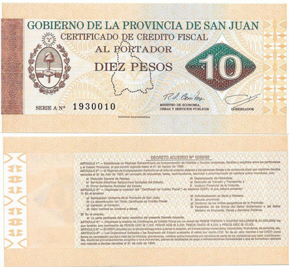 Billete Bono De 10 Pesos De San Juan Sin Circular 0