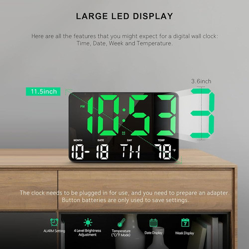 Reloj Digital Hournor, Reloj De Pared Digital Con Control Re 1