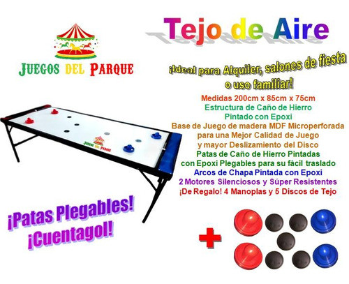 Promo Tejo De Aire Xl Chapa/mdf Patas Plegables 2 Motores 1