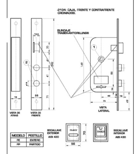 Cerradura Seguridad Trabex 2104 6 Combinaciones 2 Llaves 1