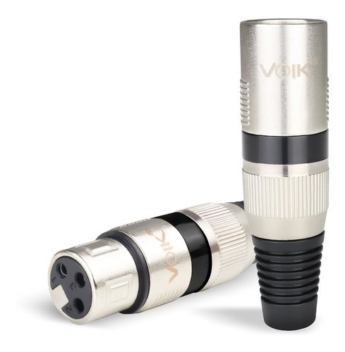 Plug Microfone Xlr Canon 15 Macho+ 15 Fêmea Metal Preto Voik 1