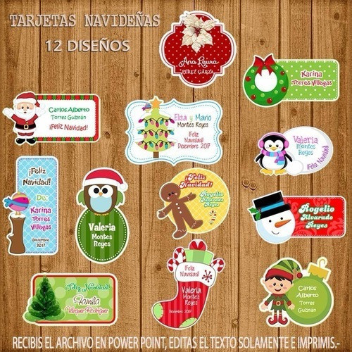 Kit Imprimible Editable Tarjetitas Navidad 12 Modelos 0