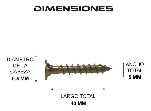 Tornillo Fix 5 X 40 - Caja X 200u - Dorados - Fdn 1