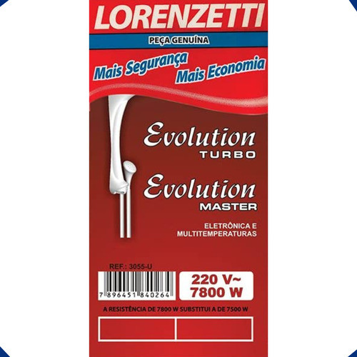 Resistência Chuveiro Evolution Tur/mast 220/7800w Lorenzetti 1