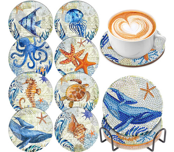 Kit Pintura Por Diamantes Posavasos De Diseños Varios - 19 0