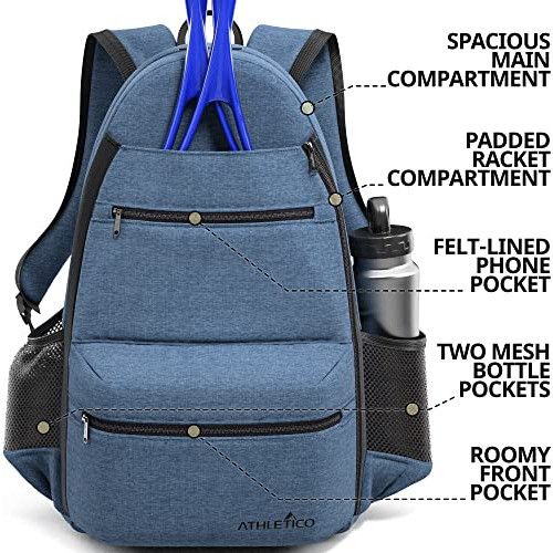 Mochila De Tenis Athletico Capacidad 2 Raquetas Y Zapatos -b 1