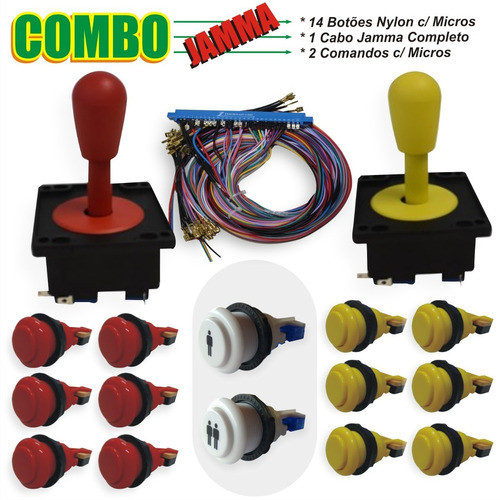 Kit 14 Botões Nylon Vm/am C/ Mc +2 Comandos +1 Cabo 28 Pinos 1