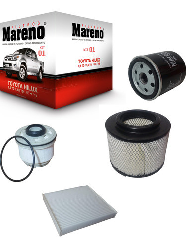 Kit De 4 Filtros Toyota Hilux 2.5 Y 3.0 2005 En Adelante 0