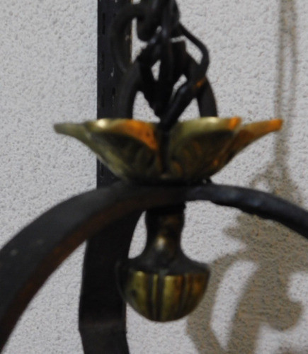 Araña Antigua De Hierro Forjado Y Bronce 1