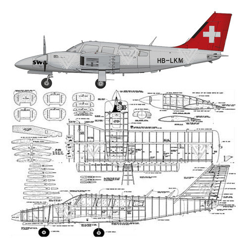 Plano Rc Piper Seneca Envergadura 2160mm (envio X Mail) 0