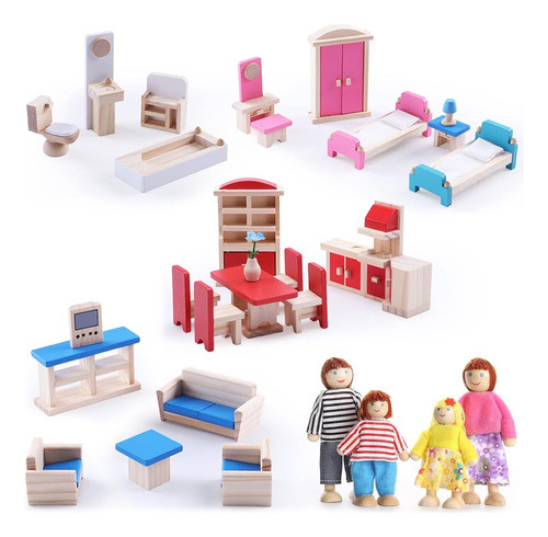 Toydaze El Juego De Muebles De Madera Para La Casa De Muñeca 0