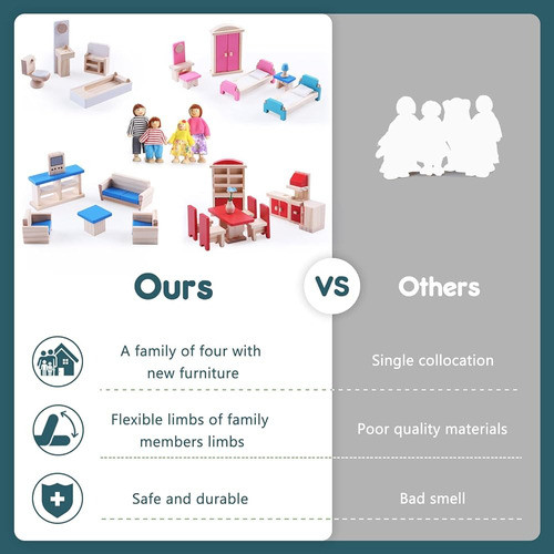 Toydaze El Juego De Muebles De Madera Para La Casa De Muñeca 1