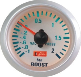 2 Relogio Pressão De Turbo 2 Bar 52mm A. Gauge Silver Serie 0