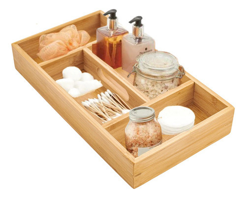 Bandeja Madera Bambu 4 Divisiones Manija Copetinero Dulces 0