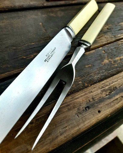 Antiguo Servicio Carnes Inglés Siglo Xix William Wood 0