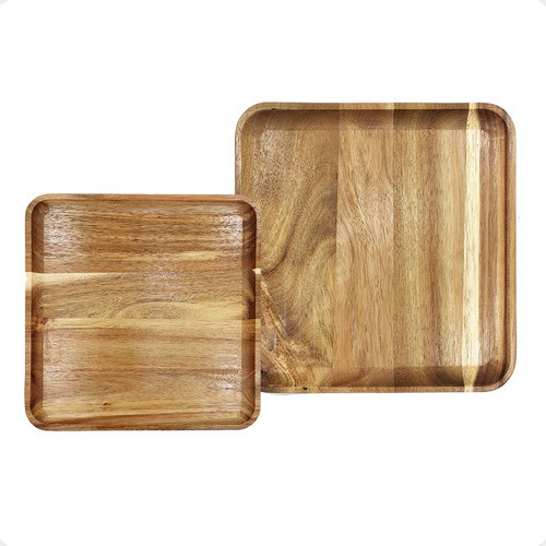 Set X2 Bandejas Bamboo Cocina P/ Servir Picadas Comidas 0
