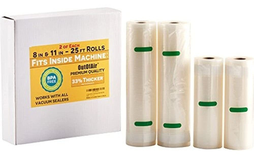 Rollos De Sellador Al Vacio De 8  Y 11  De 25 Pies (caben D 0