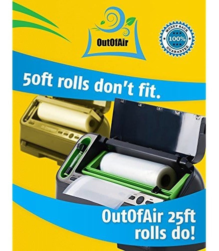 Rollos De Sellador Al Vacio De 8  Y 11  De 25 Pies (caben D 1