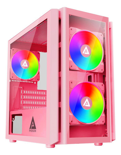 Gabinete Gaming Apevia Phenom Pk Micro Atx Luces Rgb Rosa 0