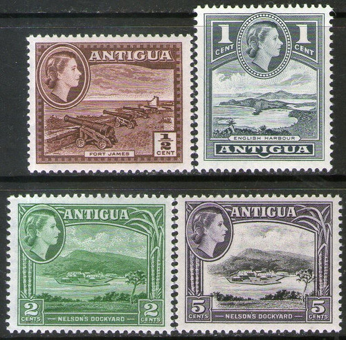 Antigua 4 Sellos Mint Cañones, Fuerte, Astillero Año 1963 0