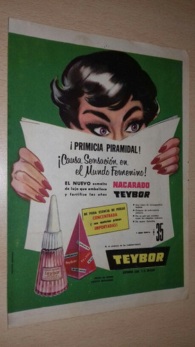 P158 Clipping Publicidad Esmalte De Uñas Teybor Año 1957 0