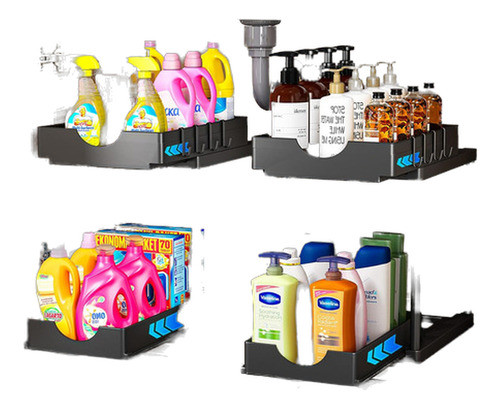 Organizador De Doble Nivel Bajo Fregadero, Negro, 2 Unidades 0