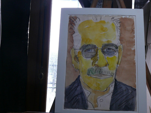 Acuarela Sobre Papel. Obra De Roberto Plate Autoretrato 0