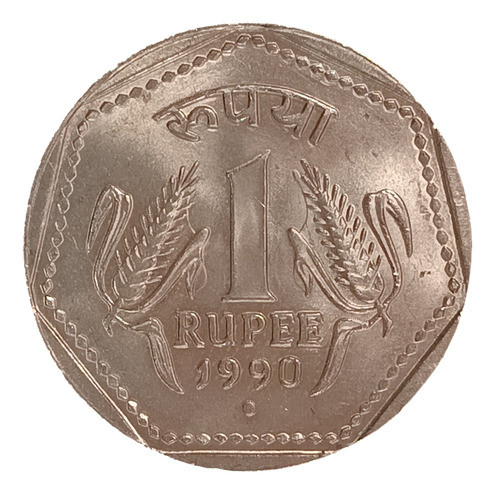 India 1 Rupia 1990 Sin Circular Km 79.2 Ceca Noida 0