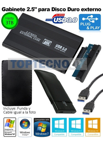 Gabinete Externo Discos Duros Sata De 2.5 Usb 3.0 + Funda ® 1