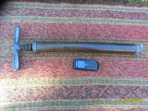 Antiguo Inflador En Bronce Bicicletas, Pelotas Auto 0