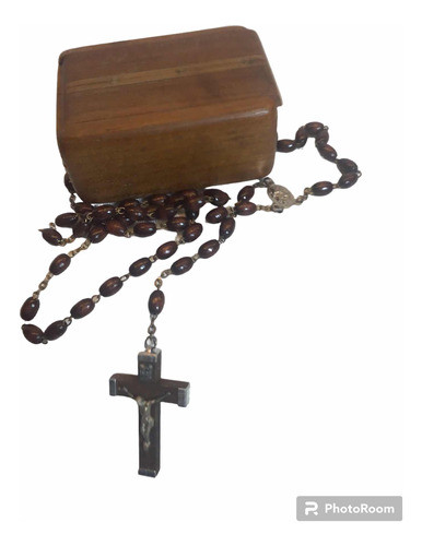 Rosario De Madera Largo 46 Cm Con Caja De Madera ( 1063) 1