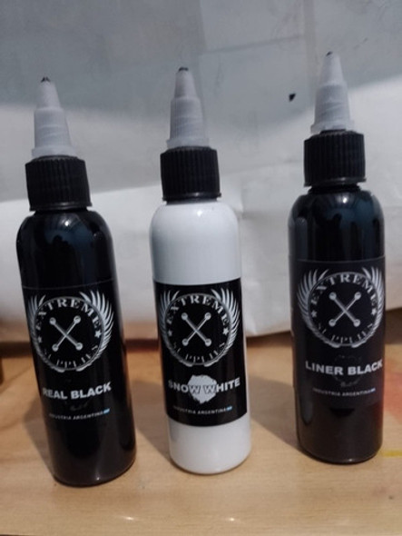 Tintas Para Tatuajes Blanco Y Negros De Dos Onzas .set De 3 0