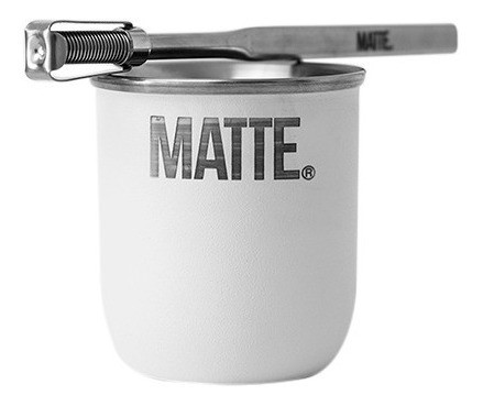 Mate Acero Inoxidable Blanco Con Bombilla Chata Plana - Full 0