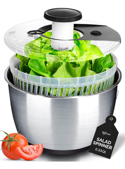 Bomba De Aço Inoxidável Salad Spinner Large - Easy Compact K 0 Bomba De Aço Inoxidável Salad Spinner Large - Easy Compact K 0