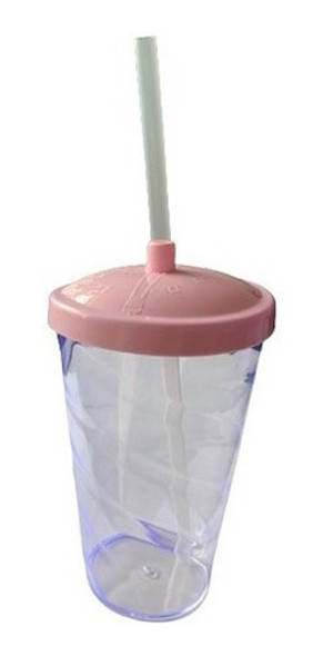 25 Copos Twister Cristal Com Canudo E Tampa Colorida 500ml 1