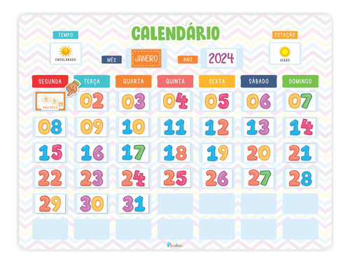 Quadro Educativo Infantil Calendário Interativo 0